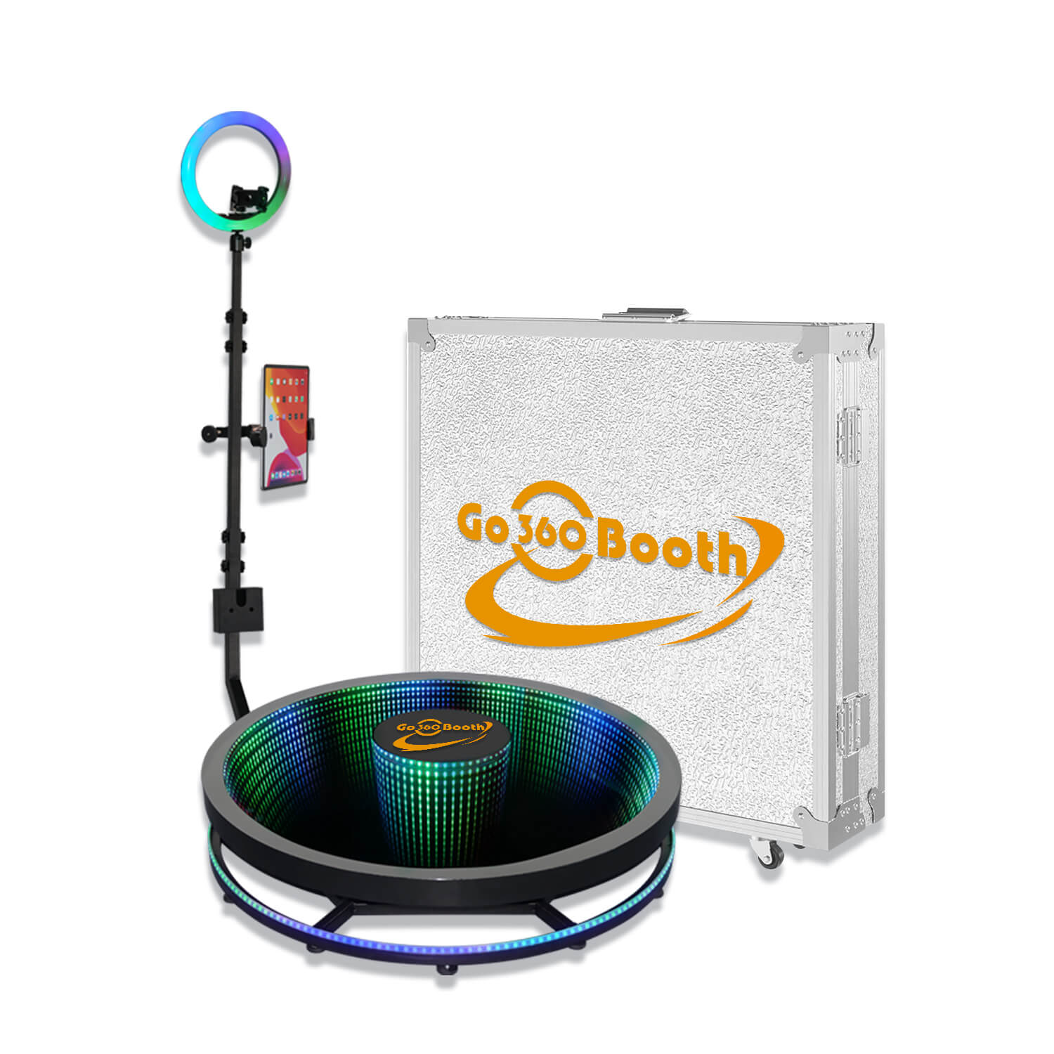 INFINITY 360 Photo Booth Tempered Glass LED | Automatic 360 Platform |  Flight Case Included