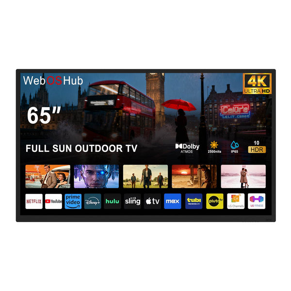 GO360BOOTH 65" Outdoor TV - 2500nits High Brightness - IP65 Waterproof - Suitable For Fun Sun