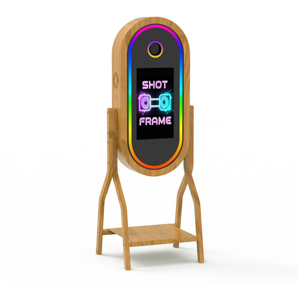 GO360BOOTH P55A 50” Wood Mirror Photo Booth - 21.5" Touch Screen