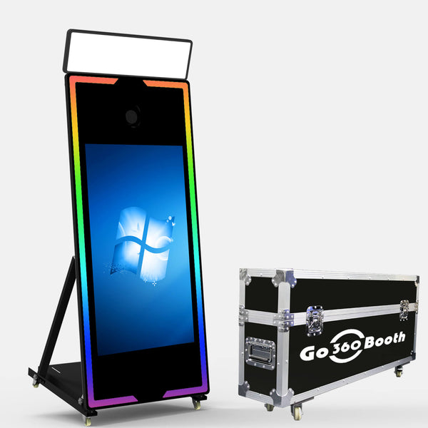 GO360BOOTH P64S 65" Magic Mirror Photo Booth For Sale- 43" Touch Screen -Square Ring Light