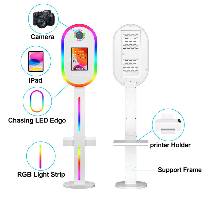 GO360BOOTH A6 iPad Photo Booth-Ellipse-APP Controls RGB lights